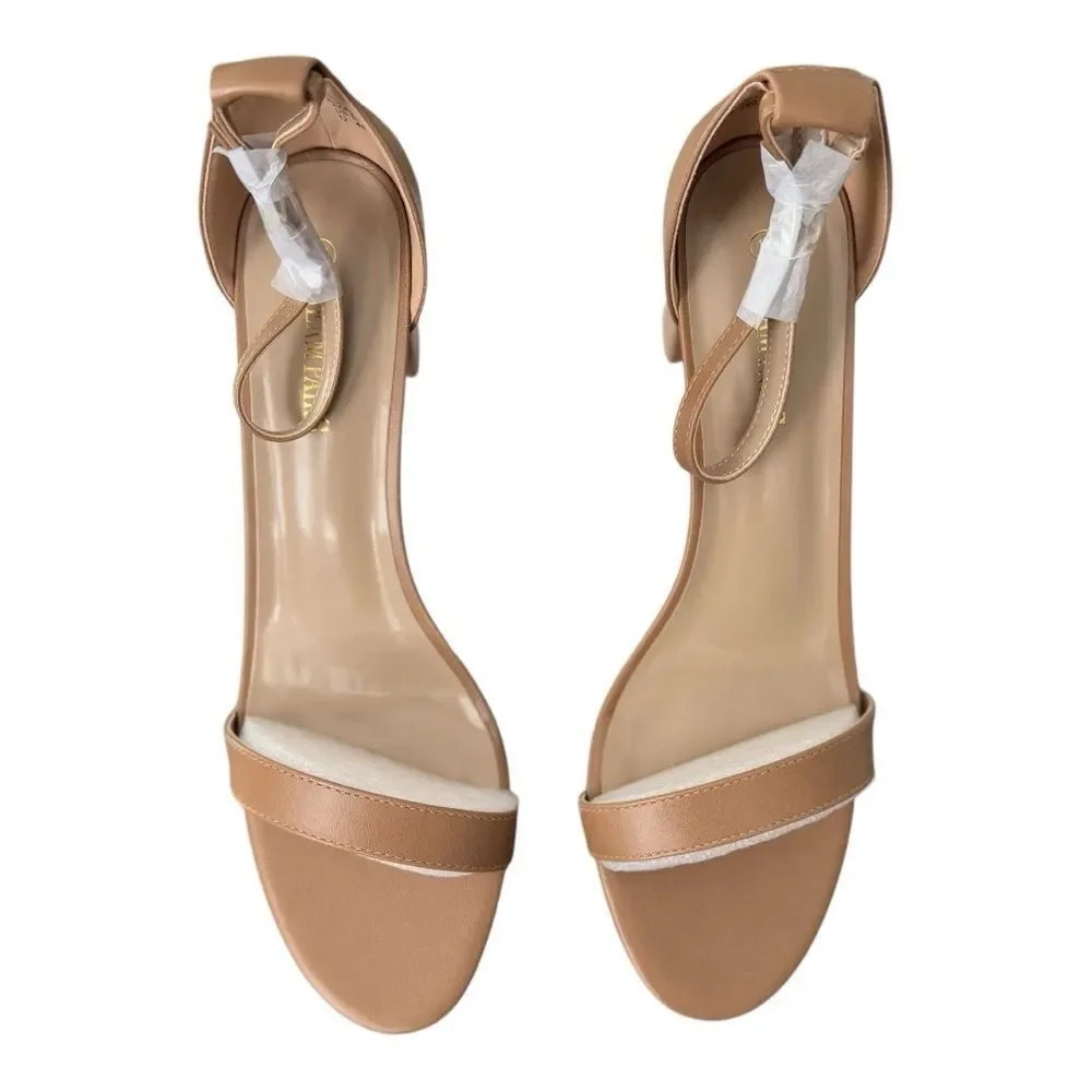 Dream Pairs Nude Tan Block Heel Ankle Strap Sandals Size 12 Low Chunk⁠